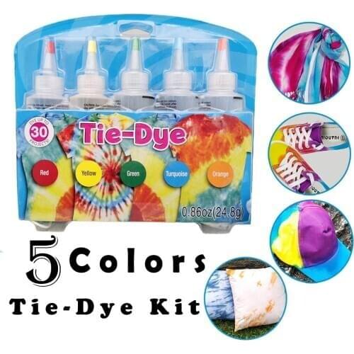 5 Colors Tie Dye Kit Non-toxic DIY Garment Graffiti Fabric Textile Paint 120ml Colorful Clothing Tie Dye Kit Pigment Set 20Jun9