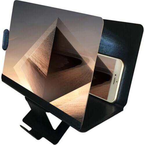 8inch 3D Phone Screen Magnifier Stereoscopic Amplifying Desktop Foldable Leather Bracket Mobile Phone Holder Tablet Holder