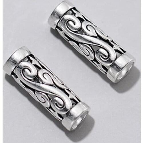 925 Sterling Silver Retro Hollow Out Flower Tube Loose Beads DIY Jewelry Making 16mm Handmade Bracelets Spacer Silver Beads