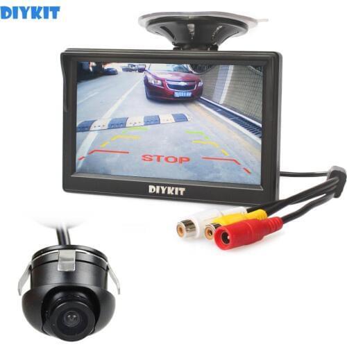 DIYKIT 5" LCD Rear View Car Monitor + Back Up Rear Front Side View Camera Car Cam For Parking Assistance System