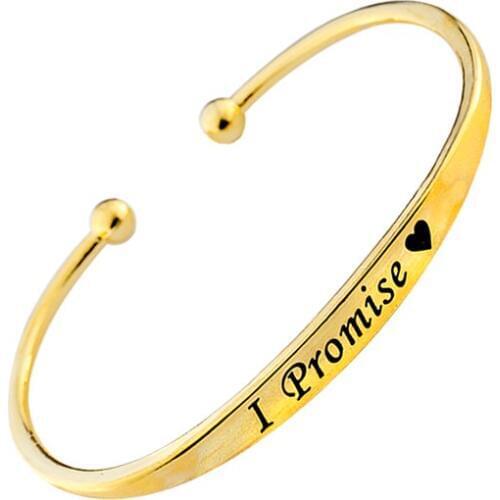 Stainless Steel I Promise Bracelets & Bangle Gold Color Couples Forever Cuff Bracelet Bridal Gift Jewelry Pulseras Mujer