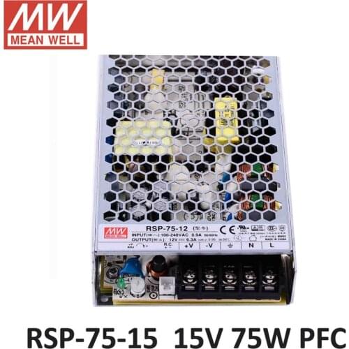 MEAN WELL RSP-75W Switching Power Supply PFC 24V 12V 48V 75W Meanwell LED power supply driver DC 5V PFC function 85-264VAC input