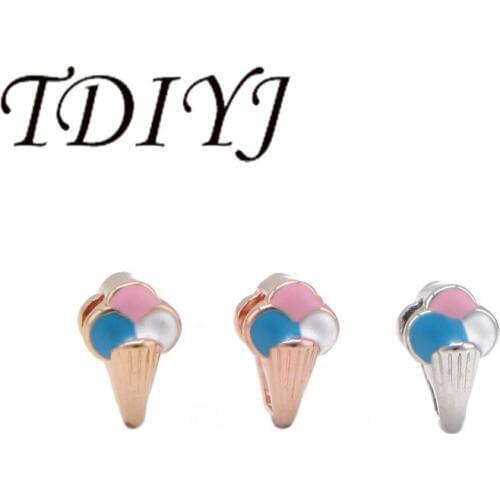 TDIYJ 8MM Ice Cream Children Beach Slide Charms Fit For Stainless Steel Mesh Bracelets Women Jewelry 12Pcs/lot