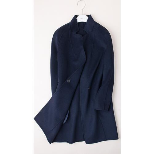 Double sided wool cashmere blend fabrics womens fashion overcoat single-button cardigan red 7colors S-3XL