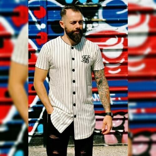 Summer New Short Sleeve Baseball shirt Clothing Tshirt Men Quick Dry sik silk baseball jersey striped shirt Men Clothes