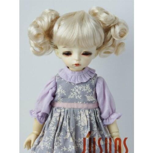 JD275 1/6 1/4 YOSD MSD Cute Synthetic Mohair doll wigs Lovely two curly pony BJD wig size 6-7 inch 7-8 inch doll hair