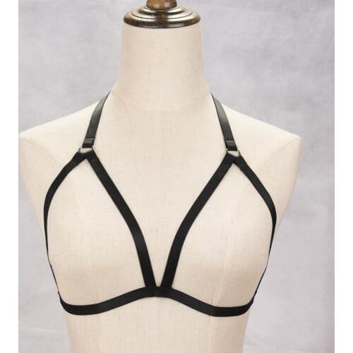 JLX.HARNESS Womens Sexy Goth Harness Bra Body Caged Crop Top Bondage Bra Harness Black Frame Bra Fetish harness