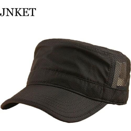 JNKET Summer Quick-drying Flat Cap Men Army Cap Breathable Mesh Hat Outdoor Sports Cap Sunhat Adjustable Hat Casquette