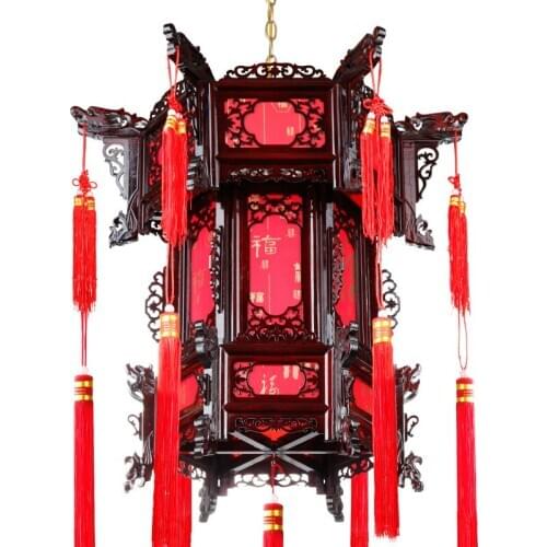 Chinese Style Hexagonal Palace Lamp Red Lantern Outdoor Wedding Balcony Hanging Light Lantern birthday decoration