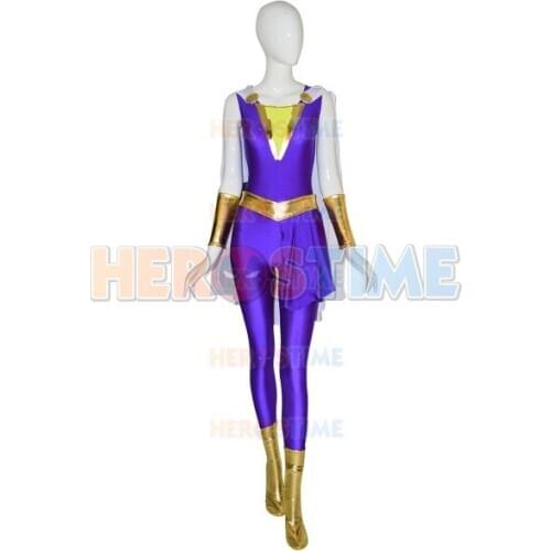 Darla Dudley Suit Shazam Family Costume With Cape Spandex Cosplay Zenati Bodysuit For Female/Girl/Custom Made