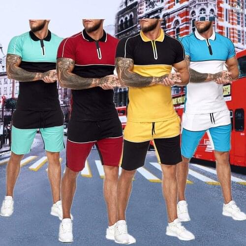 Mens Sport Casual Suit Fashion Hip Pop Tracksuit Streetwear Summer Elastic Brand Shirt Shorts Set Running Clothing Jogging Suit