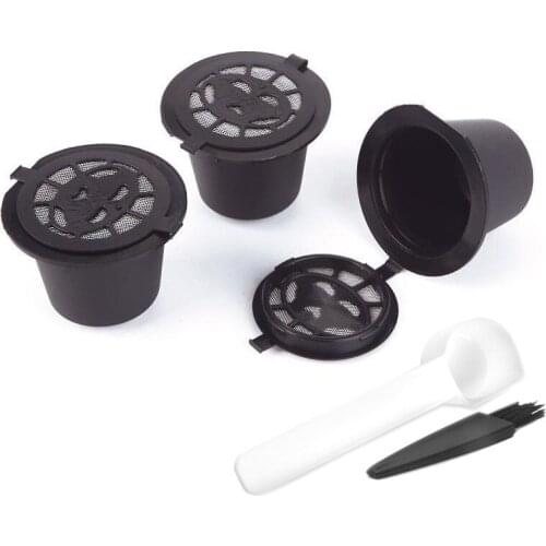 3pcs Reusable Capsule Filter Baskets Coffee Filters Pod with Brush Spoon for Nescafe Dolce Gusto Refillable Cup Foaming Function