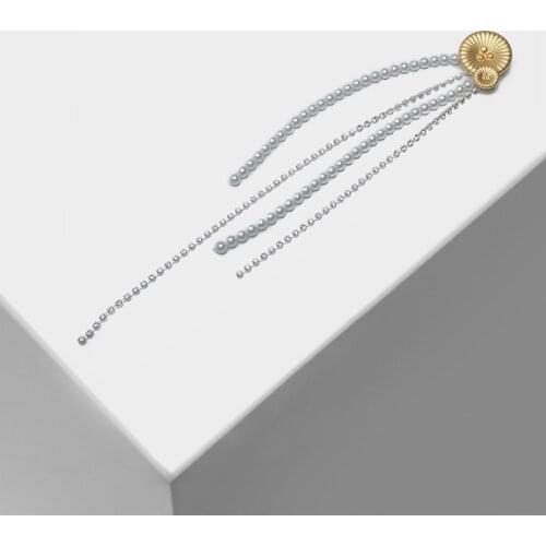 Amorita boutique Wreath pearl tassel pendant pin fashion brooch