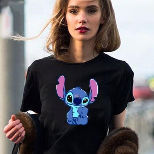 Fashion High Quality Cool Girls Pulovers Women Disney Stitch Funny T-shirts Ulzzang Ladies Lovely Top Tees Summer Pretty Outfits