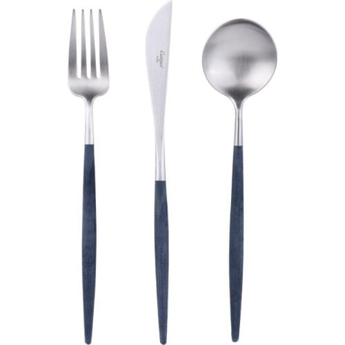 Blue Silver Tableware Knife Spoon and Fork Set Dinnerware Chopsticks Sets Kitchen Device Sets Table Service Zero Waste Gift