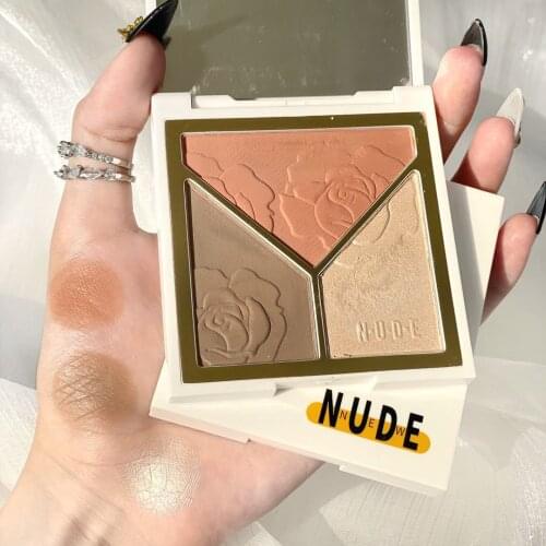 New 3D Bronzer Highlighter Blush For Face Makeup Stick CreamTexture Contour Iluminador Makeup Palette