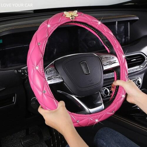 New car steering wheel cover cute female cartoon with car steering wheel cover four seasons non-slip leather
