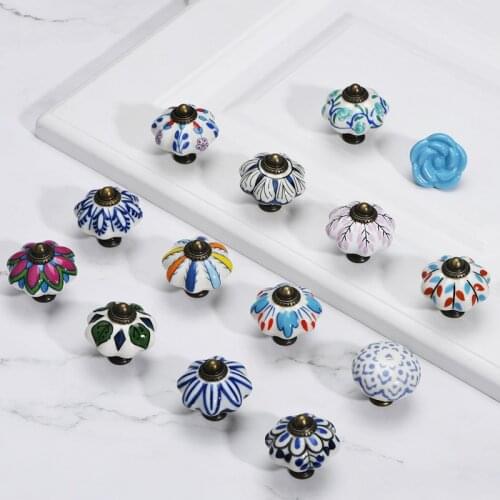 One Vintage Ceramic Door Knobs Cabinet Drawer Closet Cupboard Wardrobe Furniture Door Pull Handle Folk-custom Wardrobe Handles