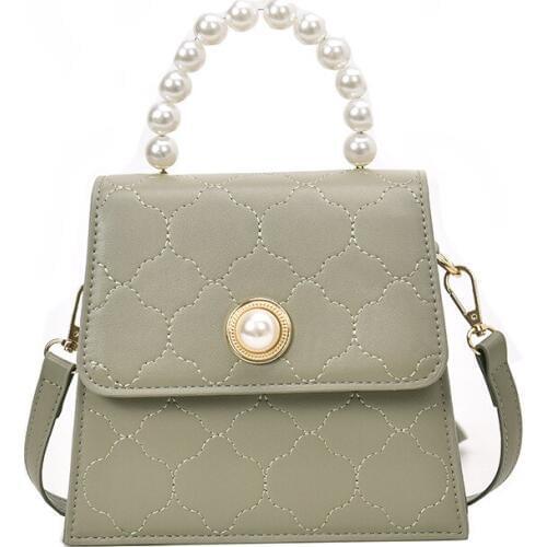 Solid Day Clutch Sweet Crossbody Bags Pearl Decoration Small Handbag Day Purse Leather Flap Fashion Party Purse Ladies Pouch