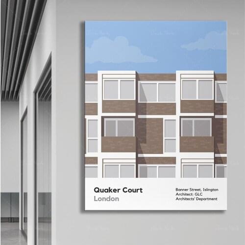 Quaker Court, Islington // Poster Print // Modernist London Architecture // Digital Illustration
