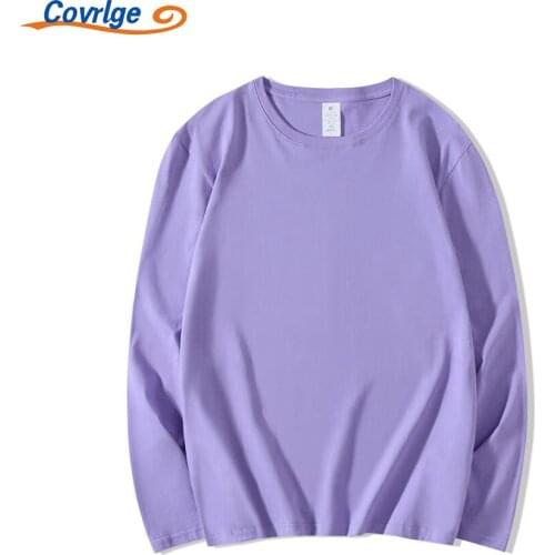 Covrlge Mens Hot Shirts Loose Casual Solid Color Round Neck Can Be Customized Logo Cotton Base Shirt Multi-color Top MTL139