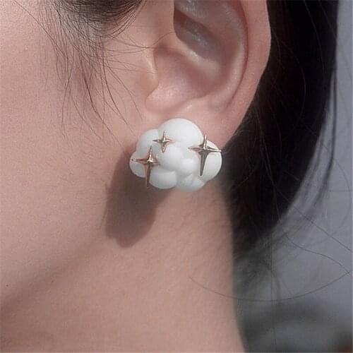 925 Kpop Cloud Shaped Star Stud Earrings Vintage Unusual Statement Design Earrings For Women 2021 Fashion Punk Acrylic Earrings
