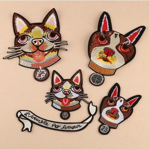 Cute Dogs Patches For Clothing Cartoon Embroidered Jacket Appliques Patches Stickers DIY Handmade Crafts