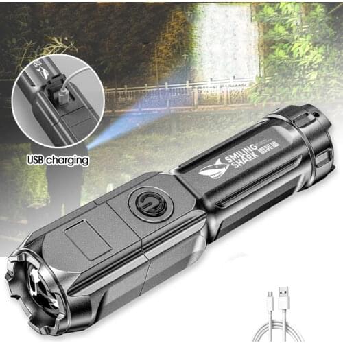 Led High-power Flashlight Ultra Bright USB Rechargeable Torch T6 Zoom Highlight Outdoor camping Lighting Flashlight Waterproof