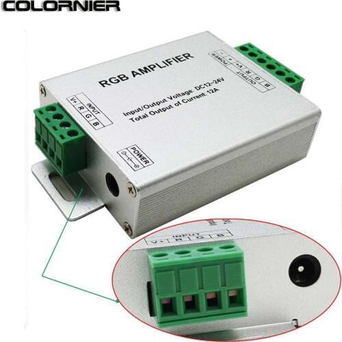 DC12V-24V Led RGB Amplifier RGBW Aluminum 24A 3CH 4CH Led Amplifier For 5050 3528 Led Strip Light Tape Power Repeater Console