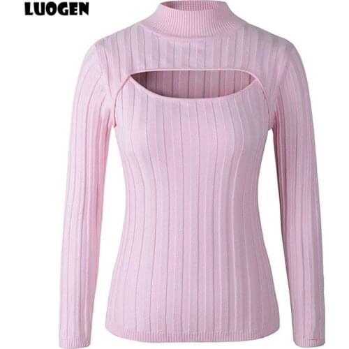 Japanese Anime Cosplay Open Chest Knitted Sweater Keyhole Women Sweaters and Pullovers Sexy Turtleneck Stripe Lolita Girls Knit