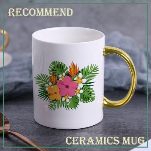 Creative Palm flower Mugs friends кружка Handle Tea Coffee Mug coffee glass Cup Personalized Mugs for women Gift KTZW-059