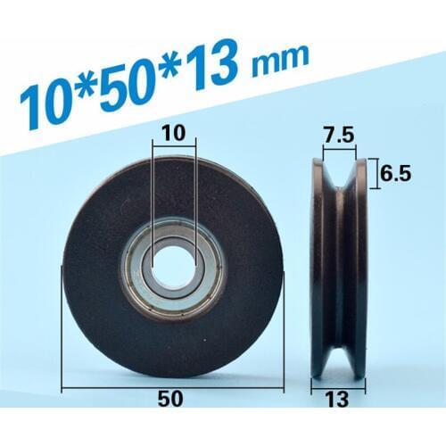 [U1050-13] 5PCS/LOT high loading 6000ZZ ball bearing coated with glass fiber Nylon lift door guide U/V groove pulley wheel 1050U