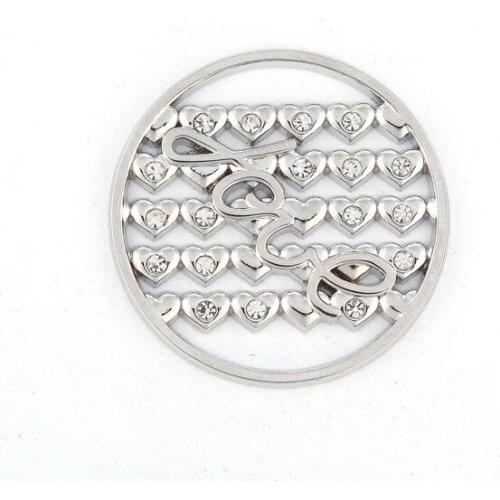 Vinnie Design Jewelry New Love Coin with Crystal Hearts for 35mm Coin Keeper Pendant