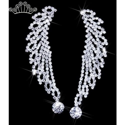 Angel Wing Wedding Stud Earrings Gold Silver Color Crystal Rhinestone Earrings for Women Bride Jewelry Party Prom Borthday Gift