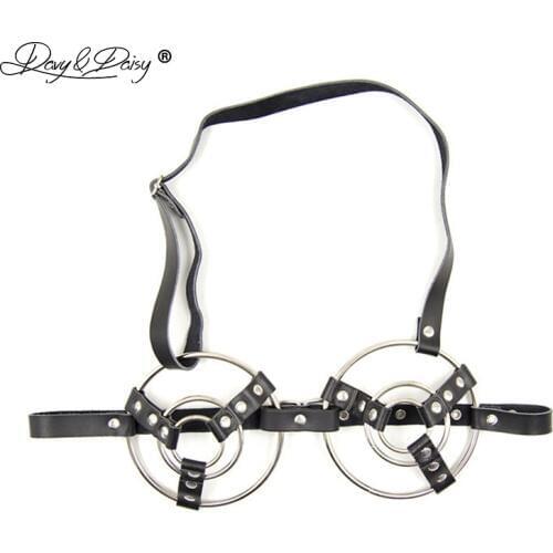 DAVYDAISY Women Sexy Bra PU Leather Open Bust Metal Rings Bralette Porn Intimates Sexy Lingerie Cropped Top Underwear Bras BR503