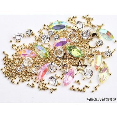 1 jar mixed steel ball nail art decal/gold beads caviar nail art studs mixed 3D nail tips/ nail glitter gems/ Decoration 3D Gem