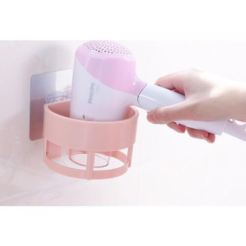 1PC Plastic Wall Hanging Blow Dryer Stand Suction Hair Drier Holder Electric Blower Rack Seamless Suction Bathroom Shelf OK 0363