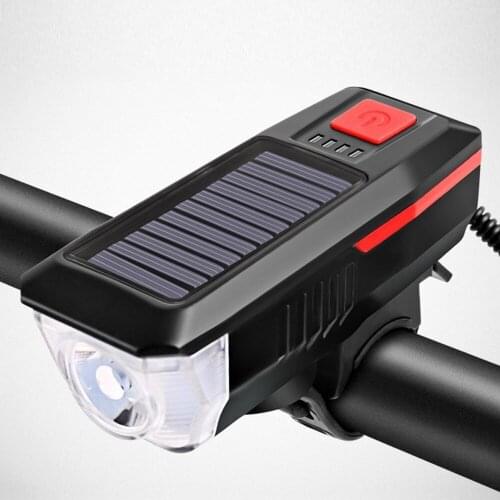 2000 mAh Rechargeable Headlight Bicycle Glare Flashlight Solar Charging T6 LED Road Mountain Bike Front Light Cycling Head Lamp
