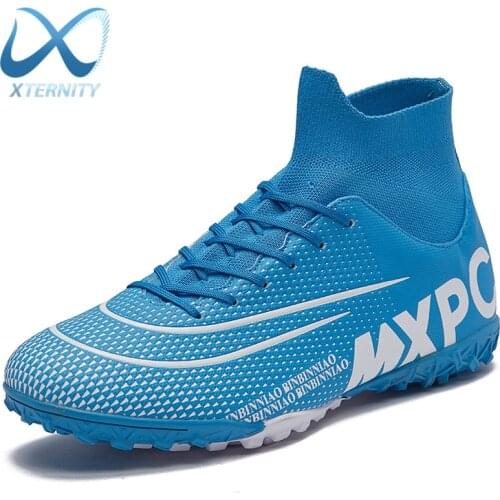 Hot Sale Turf Soccer Shoes Men High Ankle Training Soccer Boots Boys Lightweight FG Football Boots Sports Cleats Sneakers Unisex