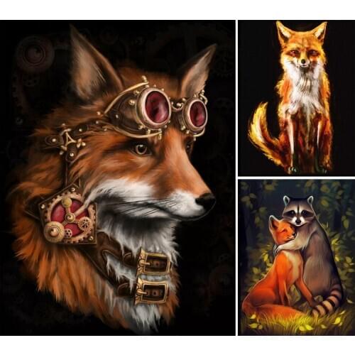 5D Diamond Painting Fox Animal Cross Stitch Kit Full Drill Square Diamond Embroidery Mosaic Art Picture Rhinestones Home Decor