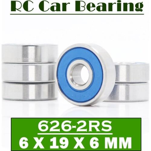 FUSHI 626 2RS Bearings Blue Sealed 6x19x6 mm , ABEC-3 626rs Ball Bearing Parts For Hobby RC Car Truck ,Pick of 6 Pcs