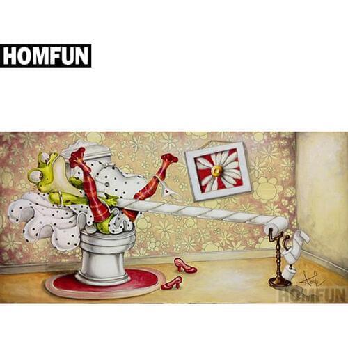 HOMFUN Diamond Painting Cross Stitch "Frog toilet" Full Square Round Diy 5d Diamond Embroidery Picture Rhinestone Art A00609