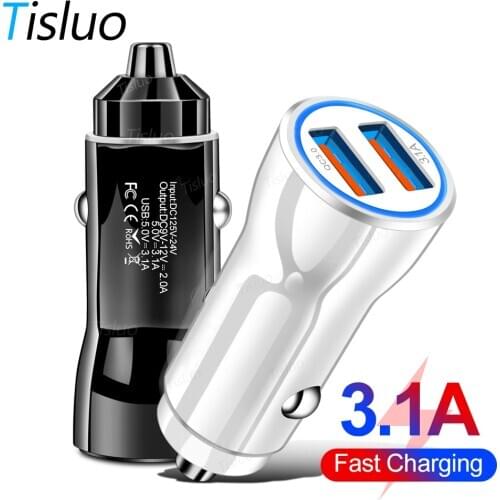 3.1A Car Charger QC 3.0 Dual usb Car chargers For iPhone 11 Xiaomi Redmi note 8 pro Huawei Fast Charging Phone Charger Adapter