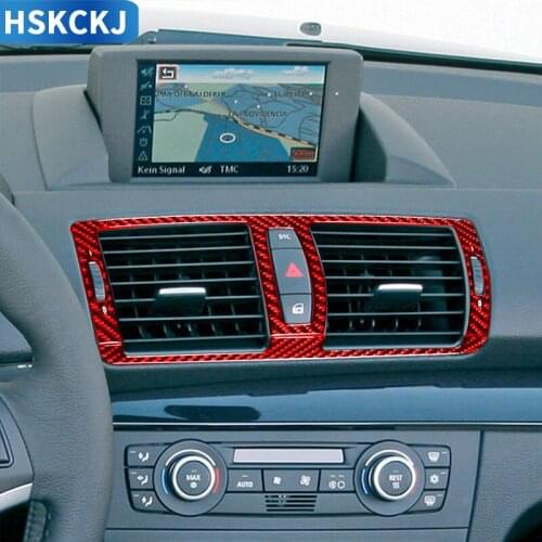For 1 Series E81 E82 E87 E88 2008-2013 Carbon Fiber Air Vent Cover Strip Car Stickers Air Conditioner Outlet Frame Interior Trim