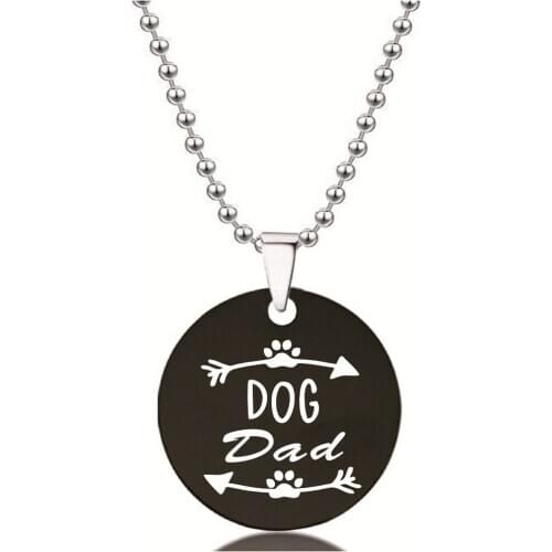 BLINGPAW Stainless Steel Pendant Neckalce Dog Dad Keychain Dog Tag Bag Ornaments Gold Black Silver