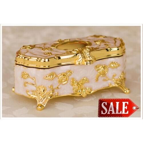 Zinc alloy jewelry box cotton swab end decorative toothpick wooden jewelry box European creative ornaments