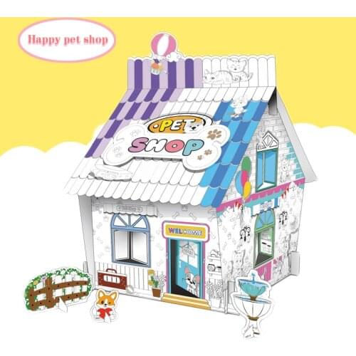 DIY Dolls Toys Doodle Board Room Painting Graffiti Assembled Cardboard Three-Dimensional Paper Painting Creative Enlightenment T