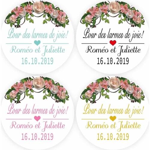 DouxArt 100 Pieces Personalized Stickers Wedding Seals - Pour des larmes de joie, 40mm Party Communion Baptism Labels