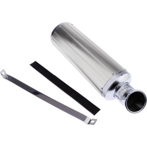 Motorcycle Exhaust Pipe Muffler Silencer Cruiser Chopper Cafe Racer Silver