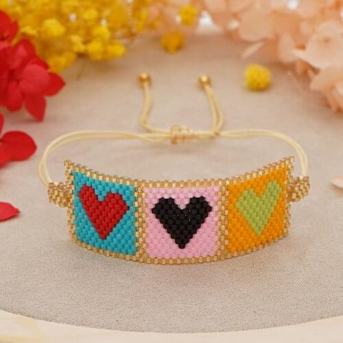 Go2boho Hearts Bracelets Boho Summer Miyuki Bracelet Colorful Friendship Jewelry Gift for Girl Handmade Woven Unique Pulseras